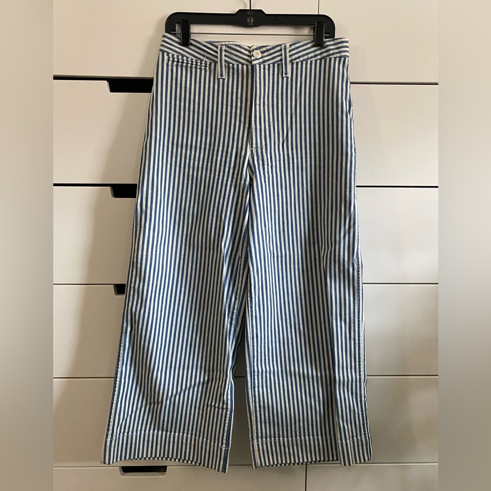 Madewell Striped Wide-Leg Cropped Pants